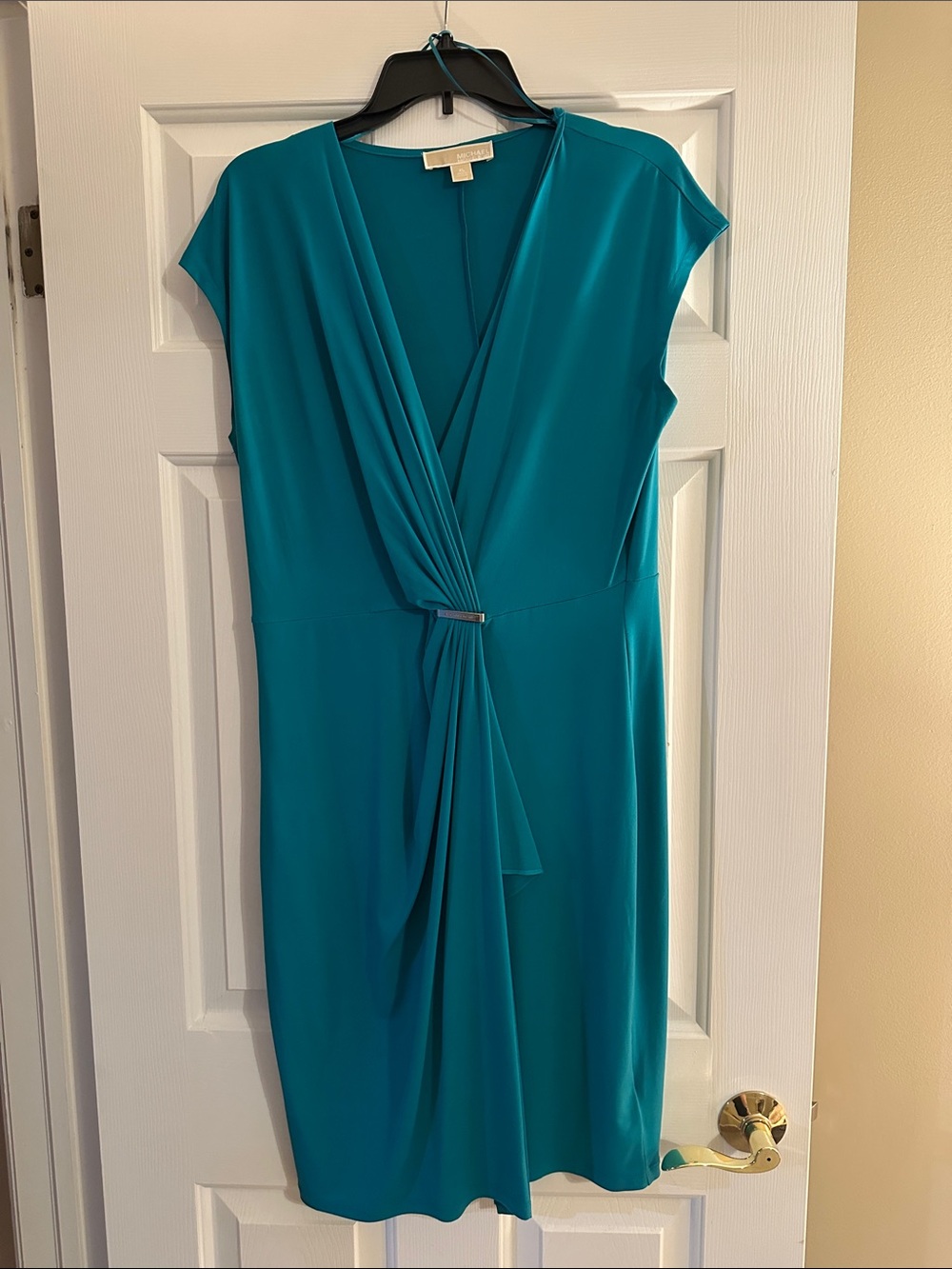 Michael Kors Teal Knot-Front Midi Dress
